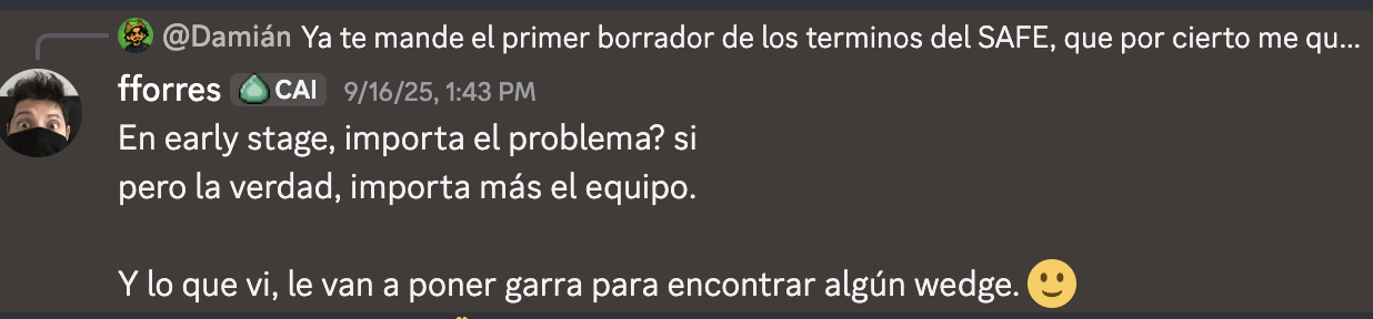 Mensaje de apoyo durante una etapa temprana de Rodar