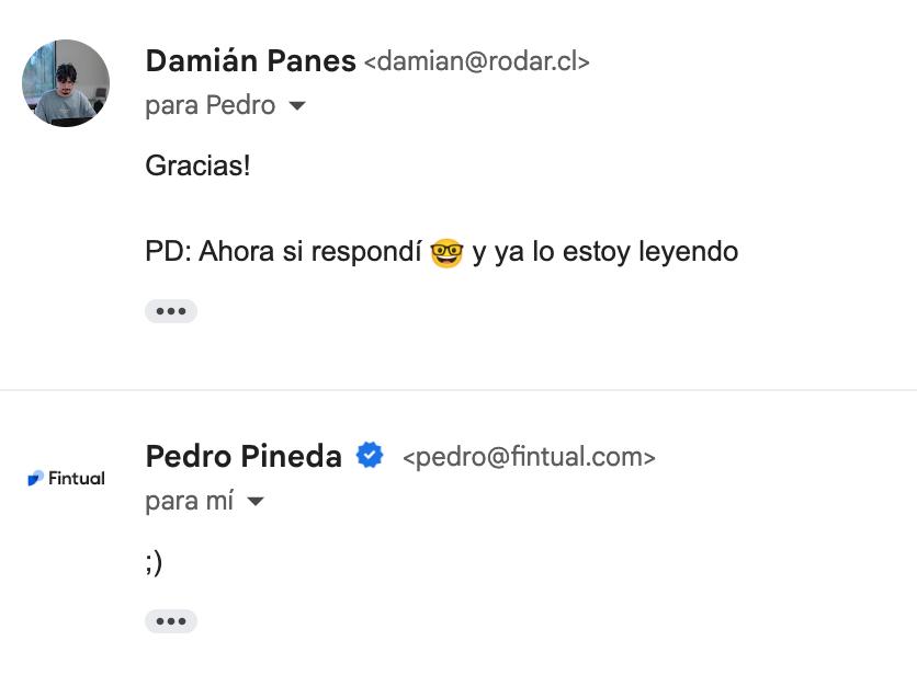 Esto le envié después de saber eso